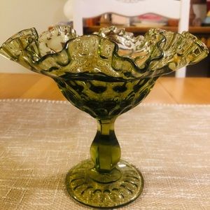 Vintage thumbprint Fenton candy dish